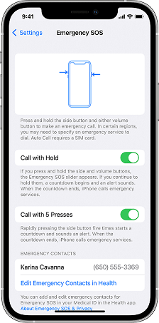 iPhoneで緊急SOSモードをアクティブにします