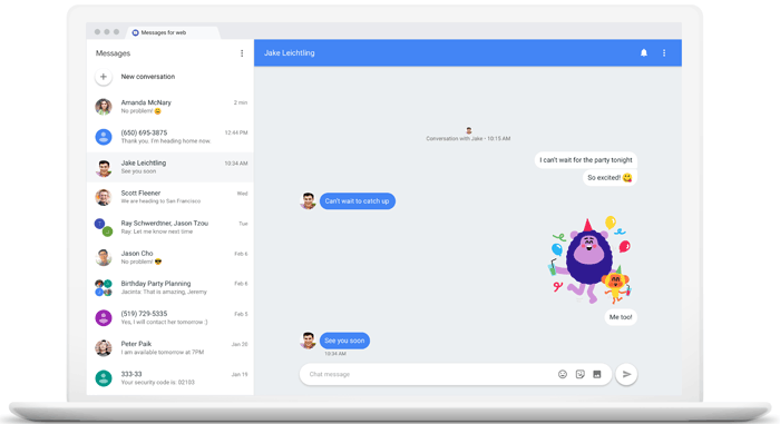 GoogleメッセージWebを介してMotorolaテキストメッセージを印刷します