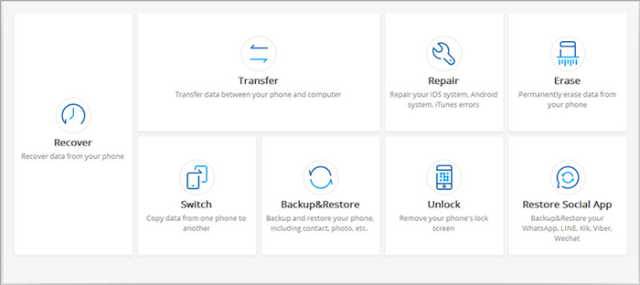 PCでソフトウェアのロックを解除するAndroidをダウンロード、インストール、開きます。プログラムのインターフェイスが表示されたら、[解除]をクリックし、USBケーブルを使用してAndroidガジェットをPCにリンクします。