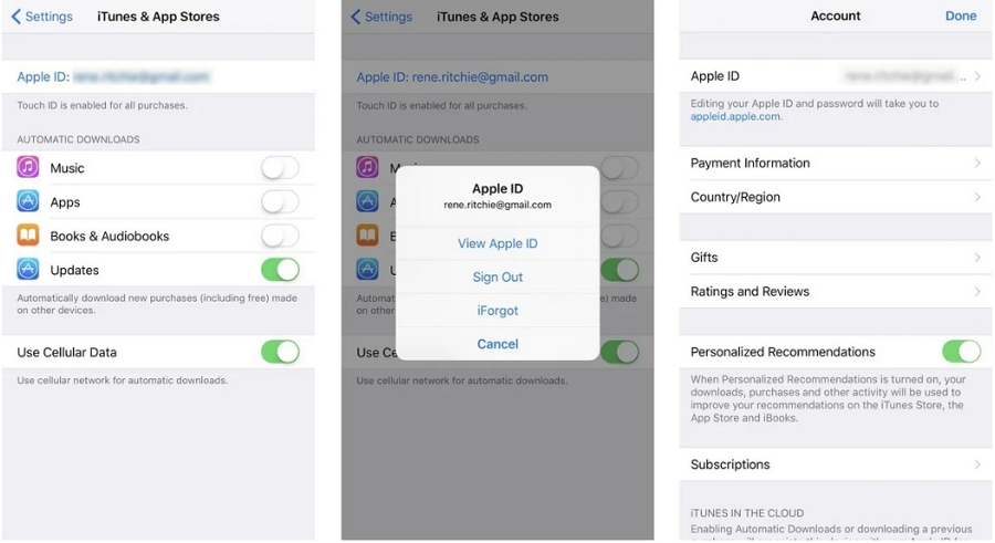 Apple IDをログインおよびログアウトします