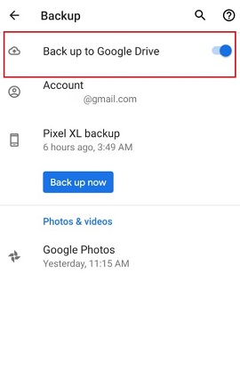 Googleドライブへのバックアップ連絡先