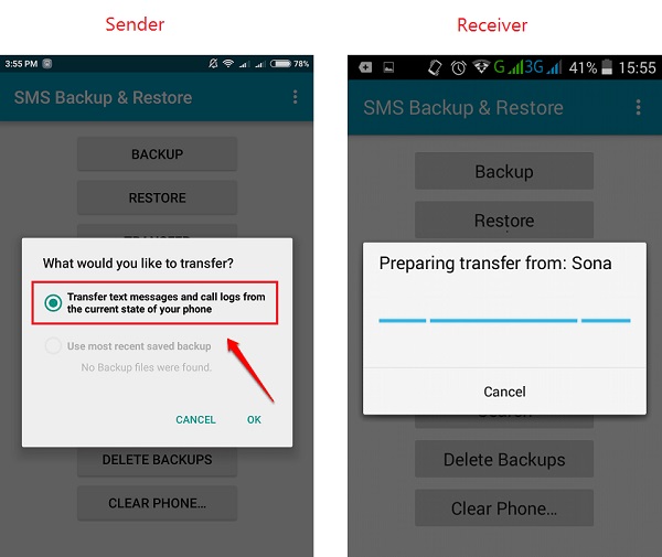 SMSバックアップと復元を介してAndroidからAndroidへの呼び出しログを転送