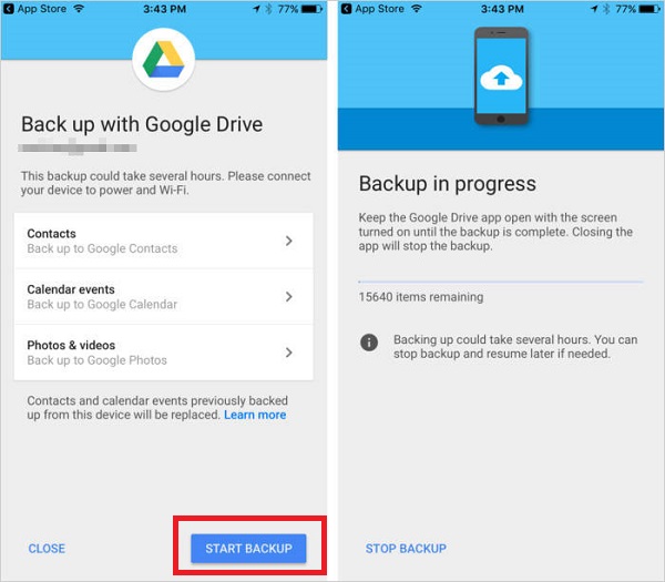 Googleドライブを使用して、iPhoneからiQooにファイルを転送します