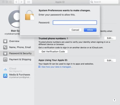 Macでパスワードを変更します