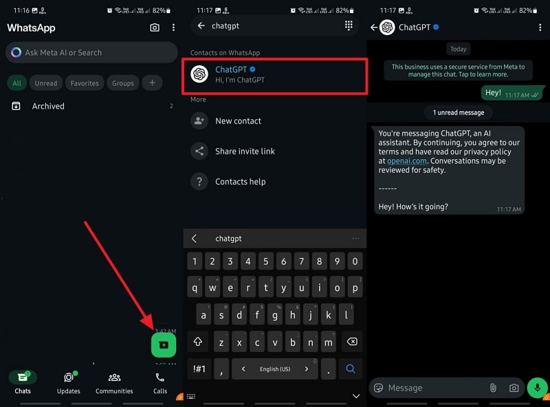 ChatGptとのチャットを開始します