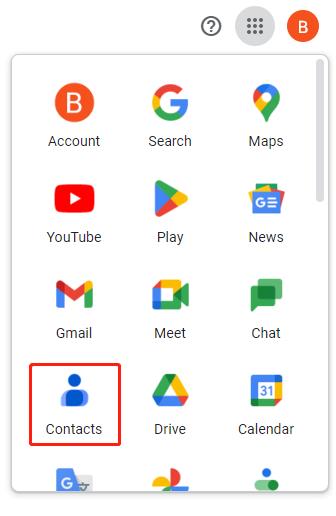 Google連絡先Gmailを選択してください