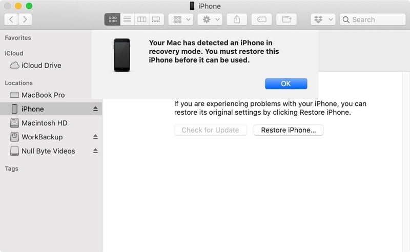iPhoneをDFUモードにします
