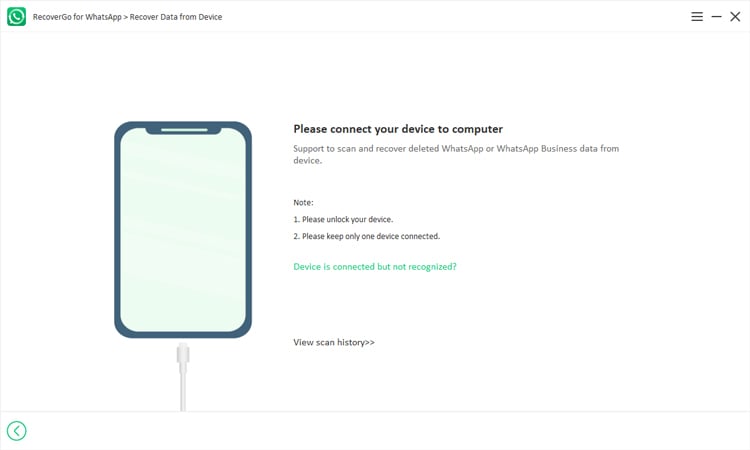 デバイスをコンピューターRecovergo WhatsAppに接続します