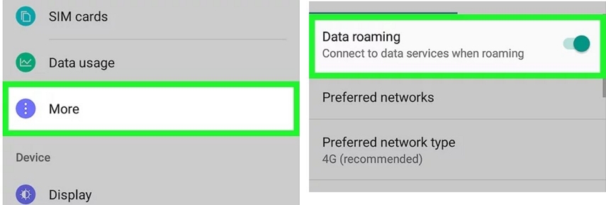 データローミングに切り替えます