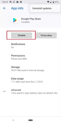 Google Playストアを無効にします
