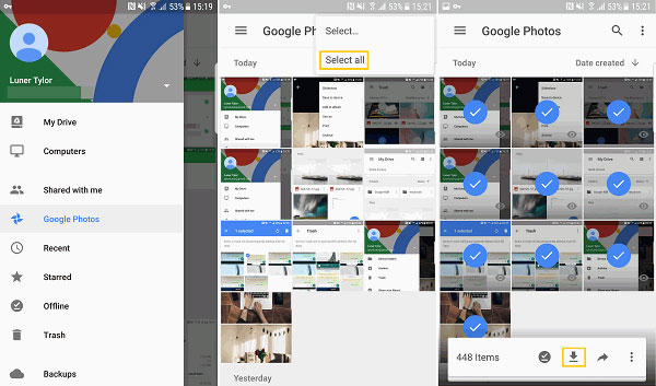 すべてのGoogle写真をAndroidに移動します