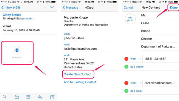 VCFファイルを使用して、フリップ電話からiPhoneに連絡先を転送