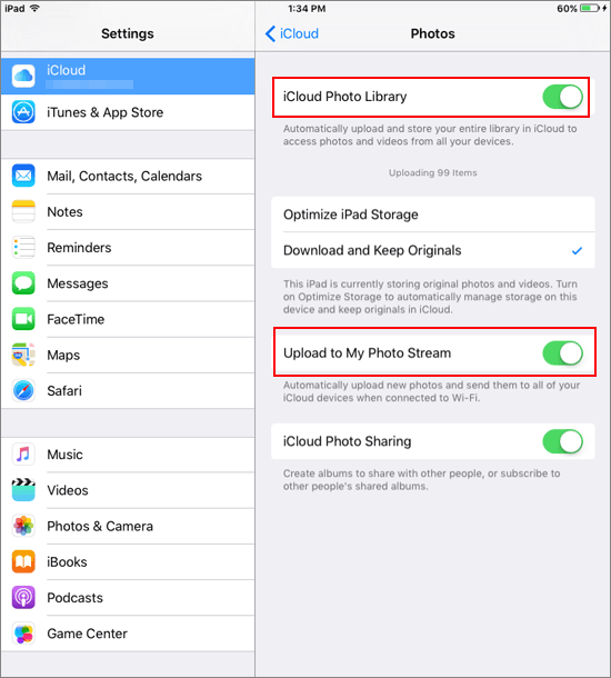 写真ストリームを介してiPadからiPhoneに写真を転送する方法