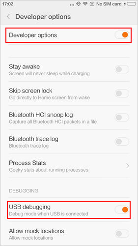 Androidで開発者オプションを有効にします