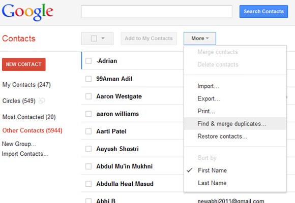 Googleの連絡先を介してAndroid電話で隠された連絡先を見つける方法