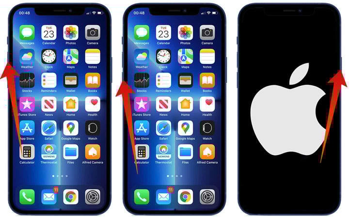 iPhoneを再起動します