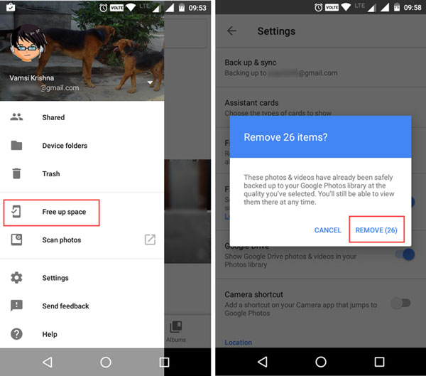 Googleフォトから写真を削除しますが、デバイス上に保管してください