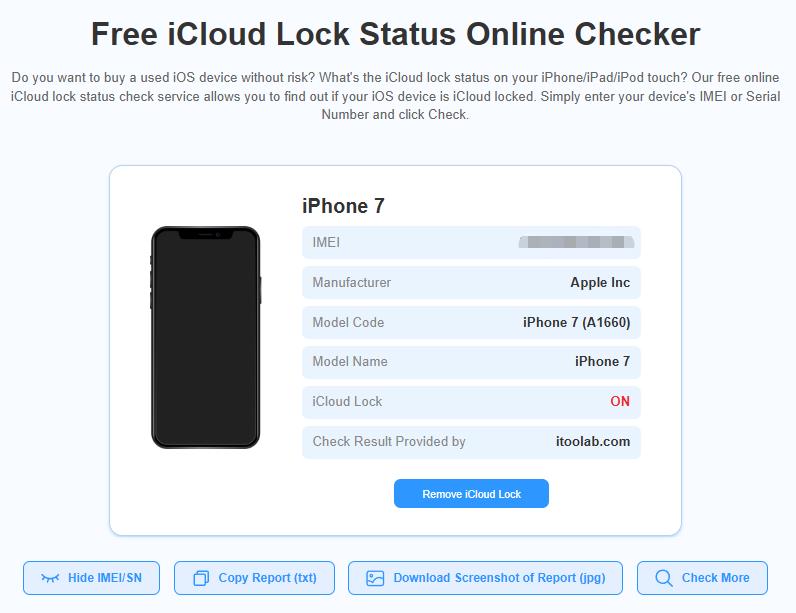 iCloudロックステータスを確認してください