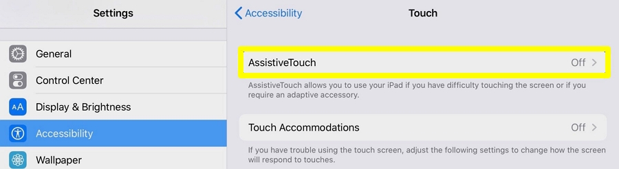 AssistiveTouchをオンにします
