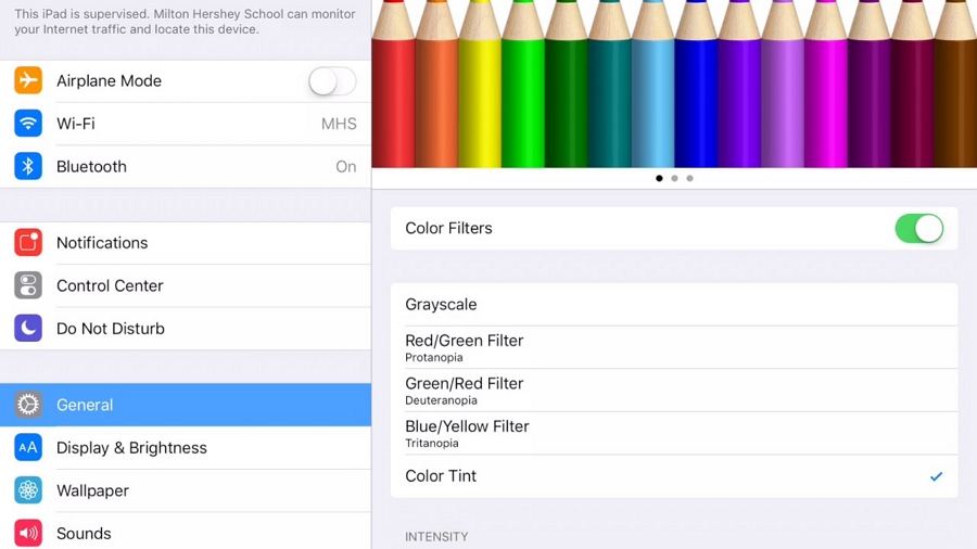 カラーフィルターをオフにしてiPad画面の色を固定する