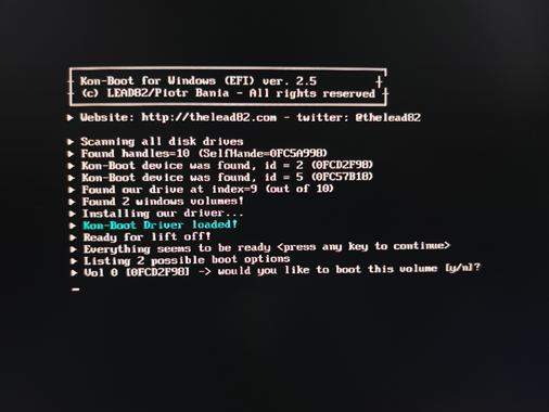 Kon Boot Driverがロードされました