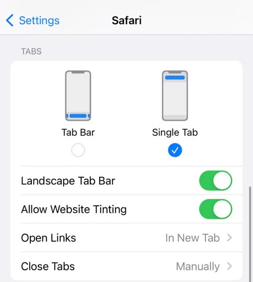 Safari Search Barを上部設定に移動します