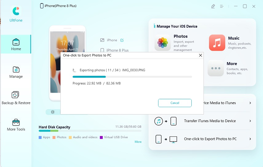 iOS 18フォトマネージャーの代替utfone iOSデータマネージャーを使用する