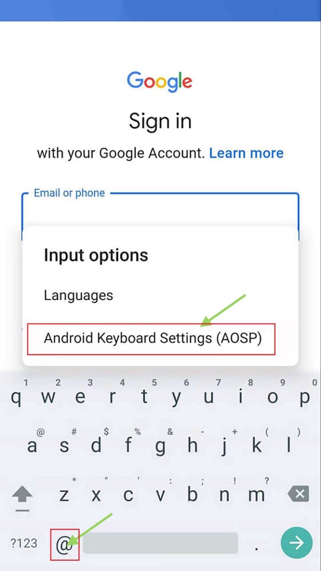 Androidキーボード設定を開きます