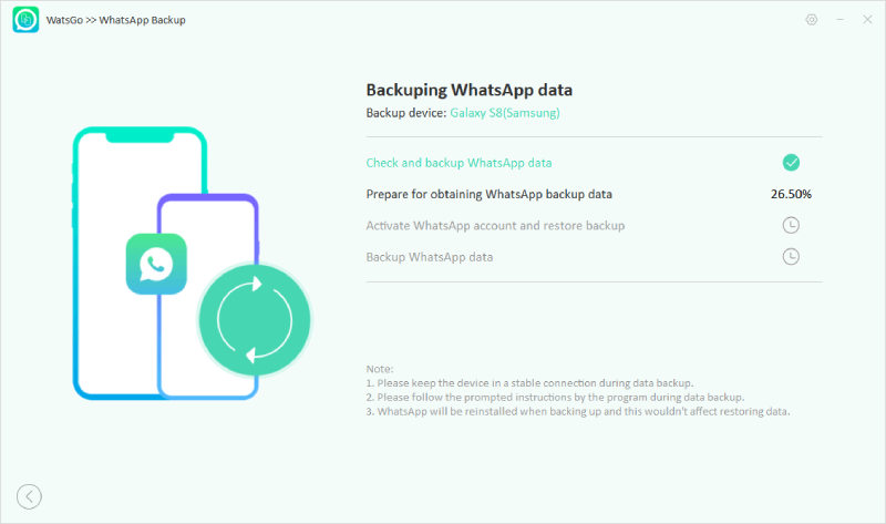 Watsgo Guide- WhatsAppバックアップを取得する準備をします 