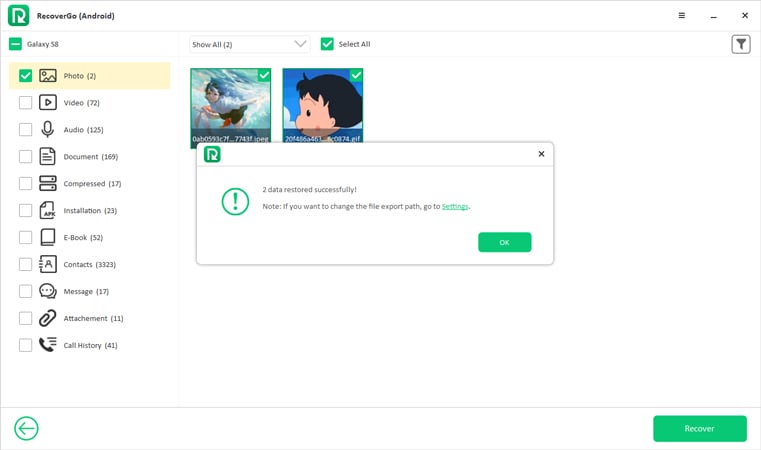 Itoolab Recovergo Androidはデータを回復します