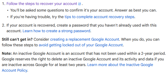 Googleアカウントの回復ページから削除されたGmailアカウントを回復します