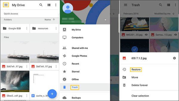 Google TrashからSamsung削除されたファイルを回復します