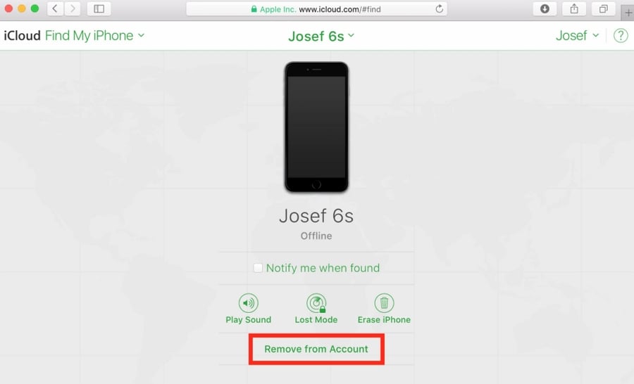 前の所有者にiCloudからデバイスを削除するように依頼します