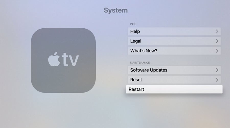 Apple TVを再起動します 
