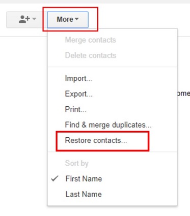 GmailからAndroidの連絡先を復元します