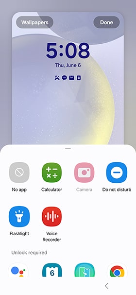 Samsungアプリのオプションなし