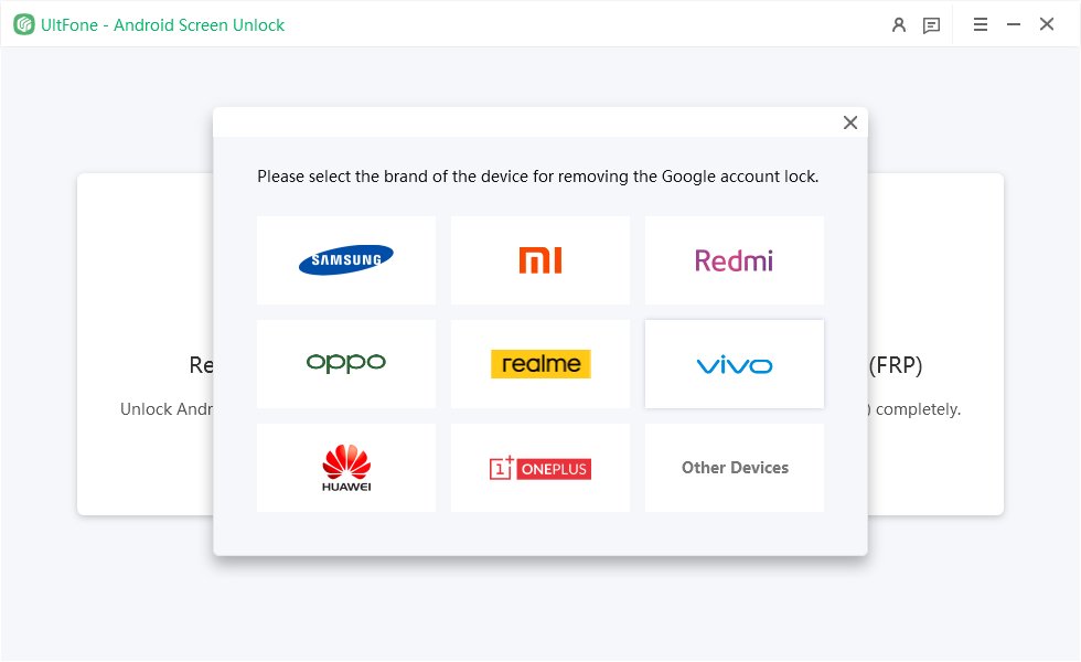 SamsungでGoogle FRPロックを削除するためのブランドを選択してください