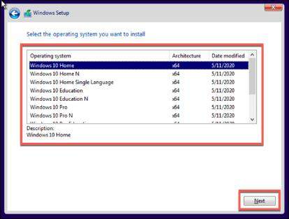 Windowsシステムバージョンを選択します
