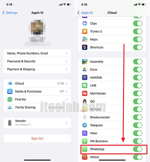 AutoWhatsAppバックアップiPhoneを無効にします