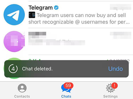 Telegramはチャットを元に戻します