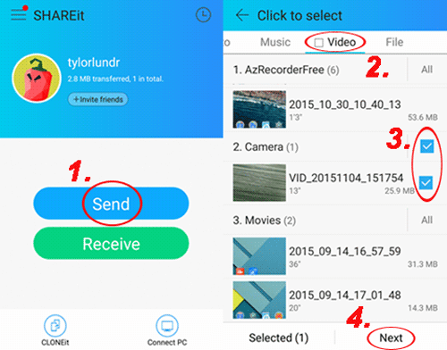 AndroidからiPhoneにshareitにデータをコピーします