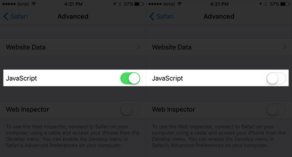 Safari JavaScriptをオフにします