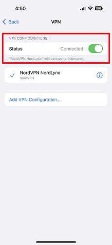 vpnをオフにします
