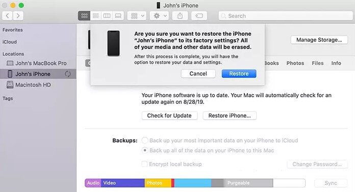 iTunesでパスコードなしでロックされたiPhoneを拭きます