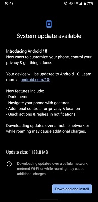 Androidシステムの更新を確認してください