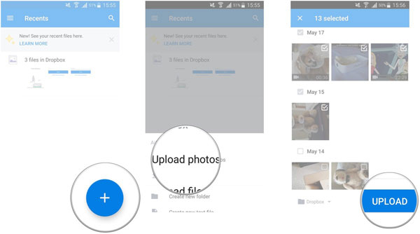 DropboxにAndroid写真を追加します