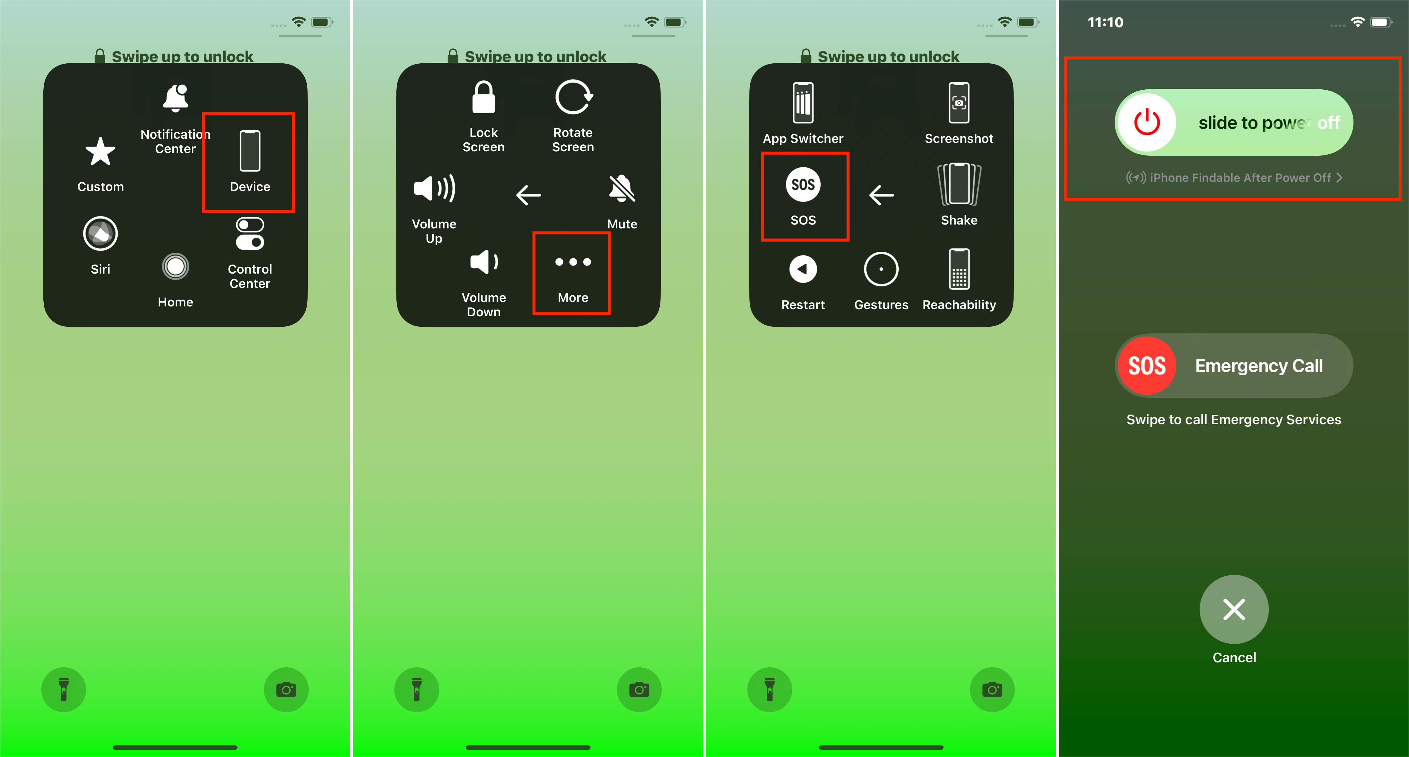 astistivetouchを使用してiPhoneをオフにします