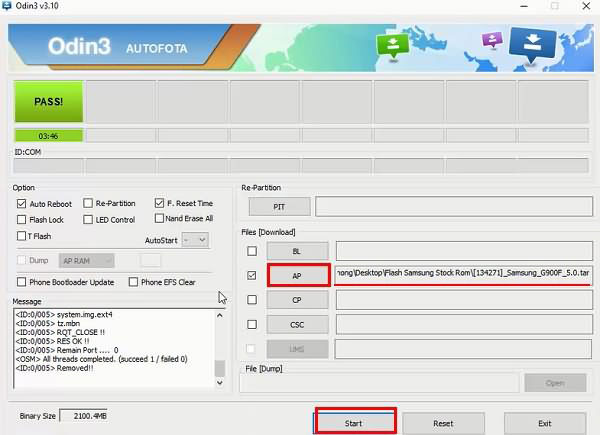 Odin FlashingツールなどのAndroidフラッシュツール