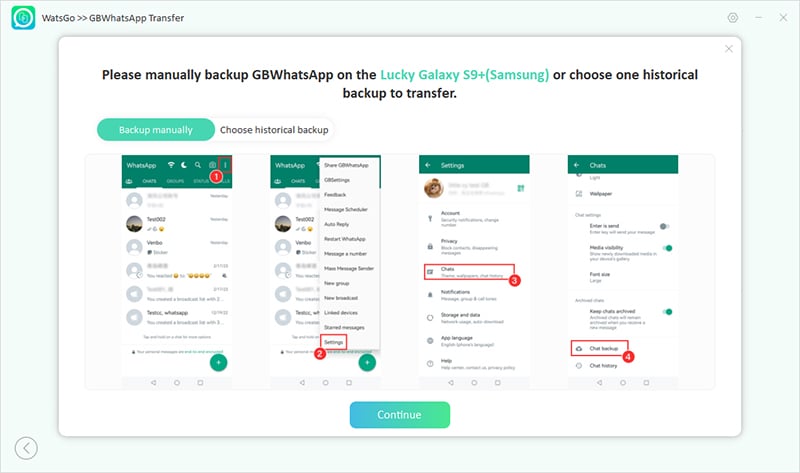 Watsgo GbWhatsApp転送 - バックアップデータ