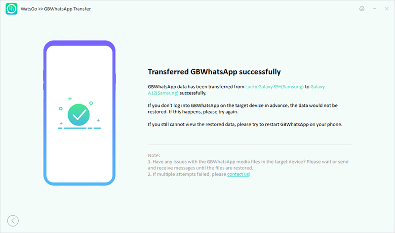 Watsgo GbWhatsApp転送 - 転送成功